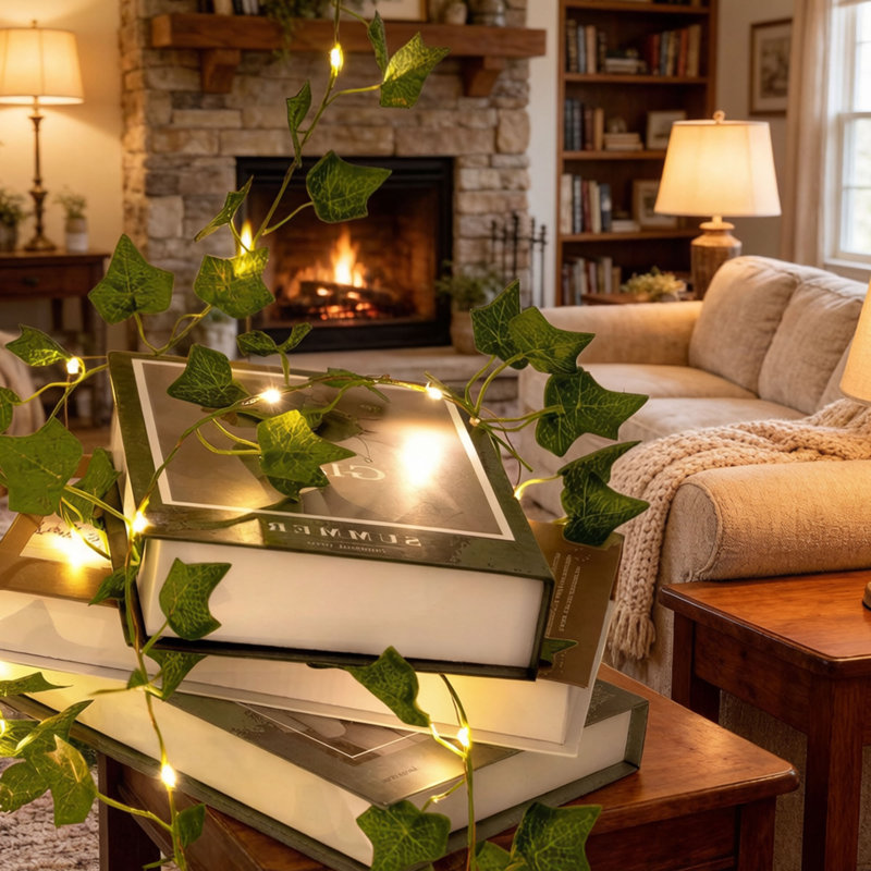 Guirlande de lierre Ivy avec 100 lumières DEL, guirlande de verdure artificielle 32,8 pi avec télécommande, minuterie et 8 modes, décoration USB et à piles pour la chambre à coucher, le mur, le patio et les événements