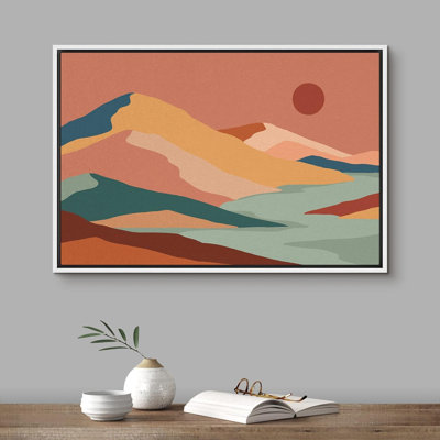«Pastel Paint Stroke Mountain Range Nature Illustration Modern Art Zen Landscape Colorful» sur toile