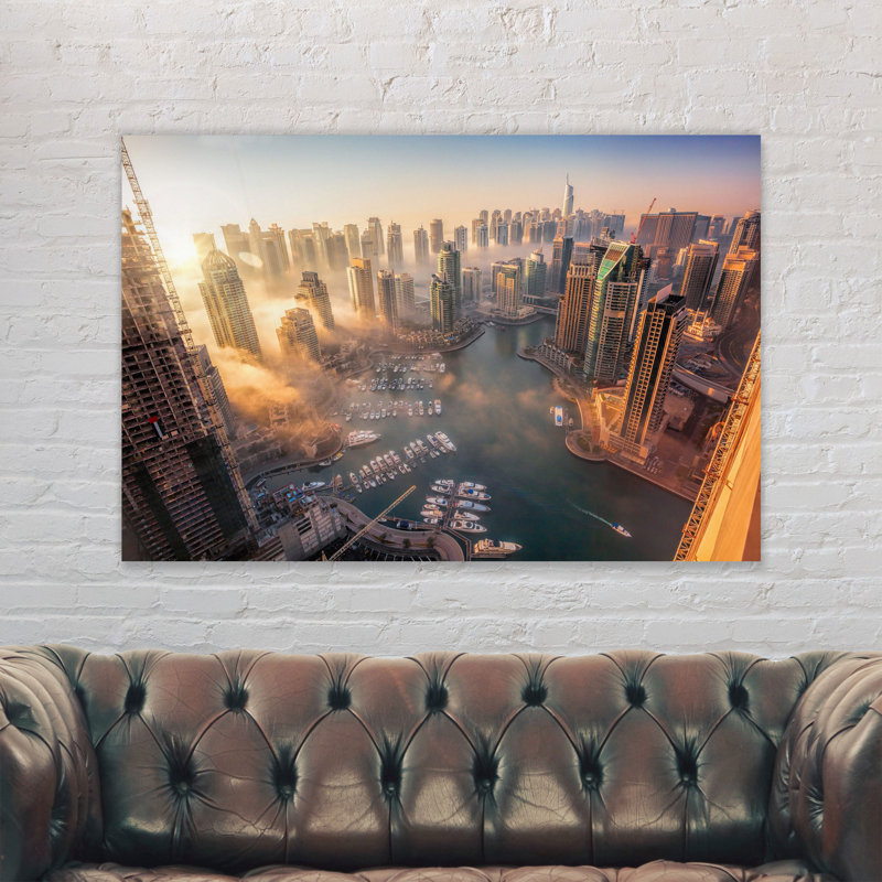 Dubai Marina From Above - Wrapped Canvas Print, 84cm H x 120cm W x 4cm D