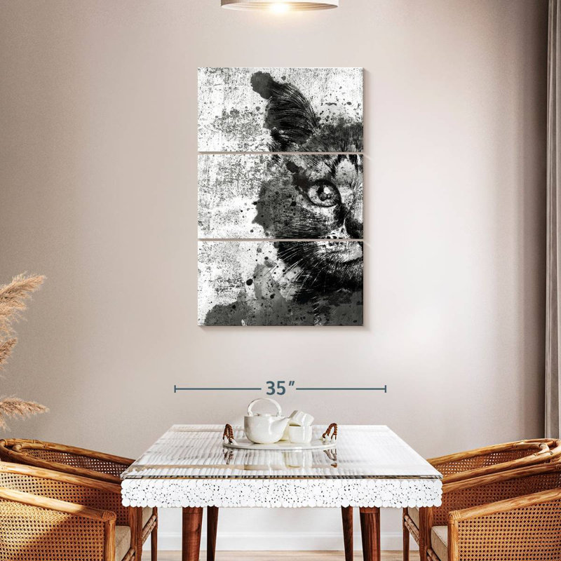 Brampt Cat Face Black And White, 65" H x 42" W