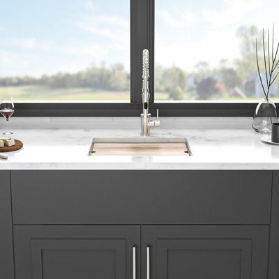 White 21X18" Granite Composite Quartz Workstation Sink For Kitchen, Undermount Style, Smooth And , Dirt - , Quiet Use, Package With Rack, Strainers, Grid, Board Installation Guide Kitchen Sink, High