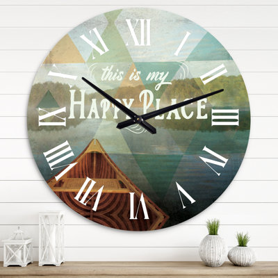 Lake House Happy Quote - Horloge murale traditionnelle