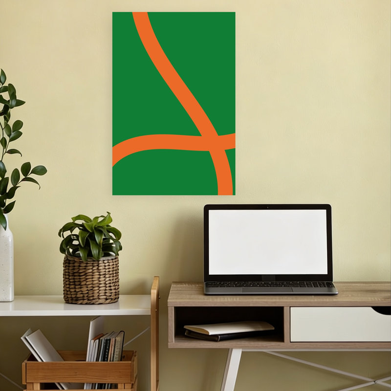 Funkycurvesno05, impression abstraite et audacieuse murale colorée, H 18 po x l 12 po