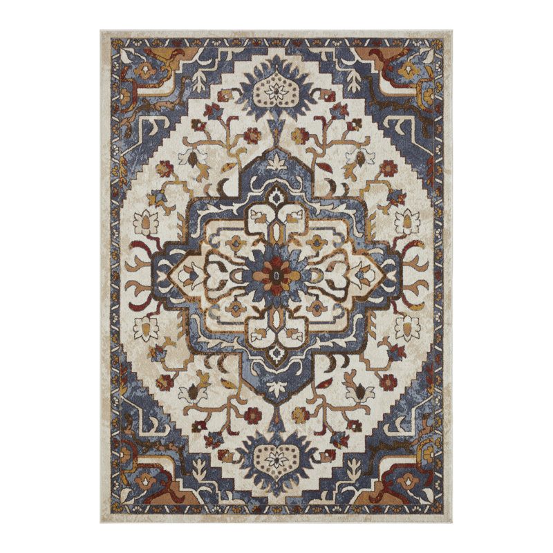 Raaya Washable Floral Indoor Rug, Rectangle 6'7" x 9'2"