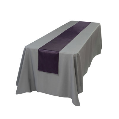 Restaurantware-Table Tek 12 x 108 Inch Table Runner, 1 Satin Long Runner - Machine Washable, Decorative, Dark Purple Polyester, For Weddings And Events