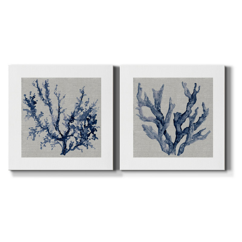 Lin corail III - ensemble de 2 reproductions sur toiles tendues, H 40 po x l 80 po x P 1 po
