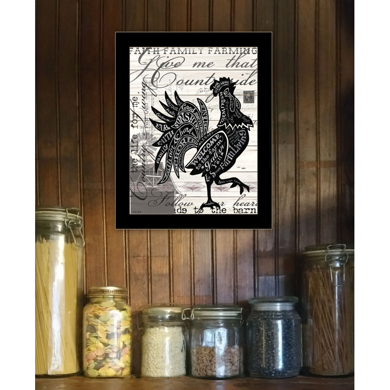 «Welcome To The Farm», art mural encadré pour le salon et la maison par Cindy Jacobs, Cadre noir, H 18 po x l 14 po x P 1 po