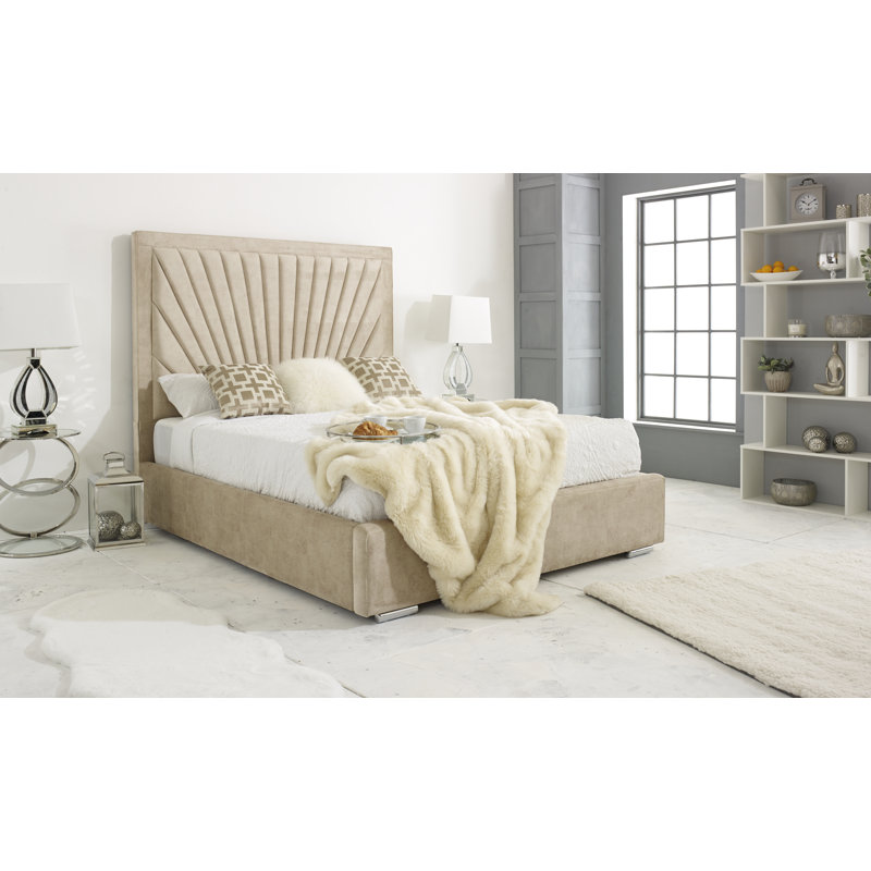 Aelfred Upholstered Bed, Single (3'), Beige