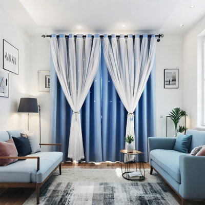 Rideaux occultant bleu pour fenêtre pour chambre à coucher et rideaux obscurcissant pour chambre de bébé