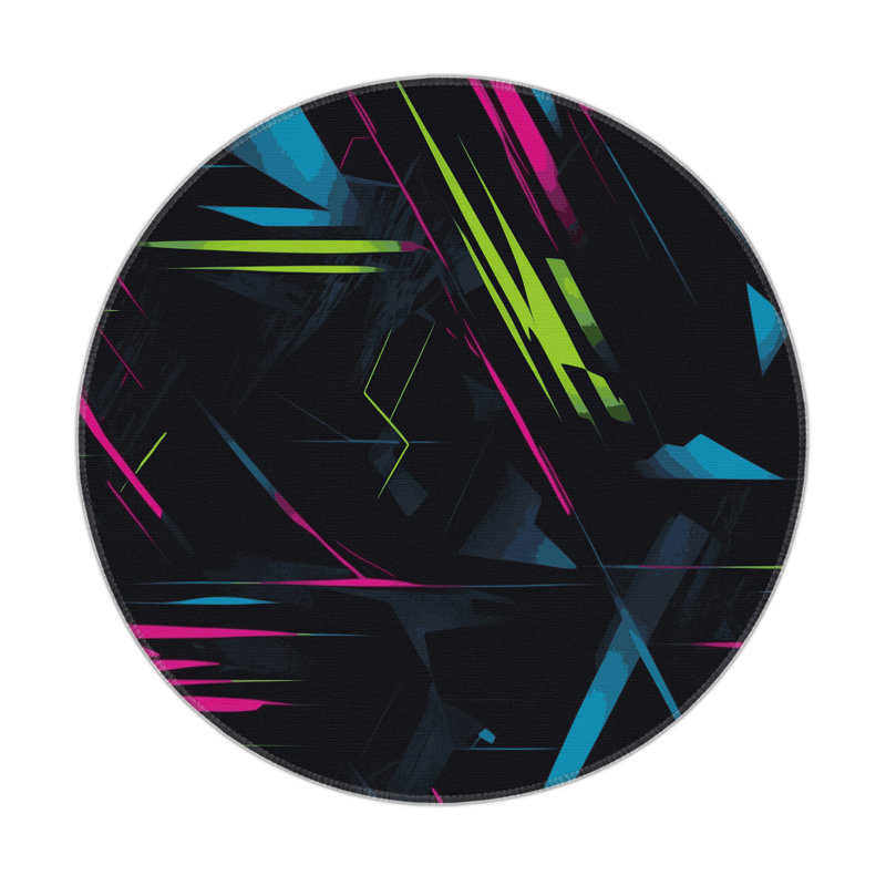 Neon Splinter Indoor And Outdoor Area Rug, Round 5'