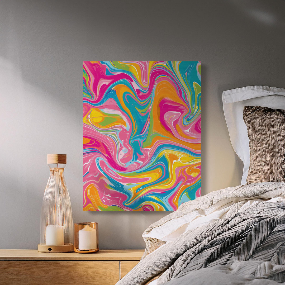 Vibrant Fluid Swirls Abstract Canvas