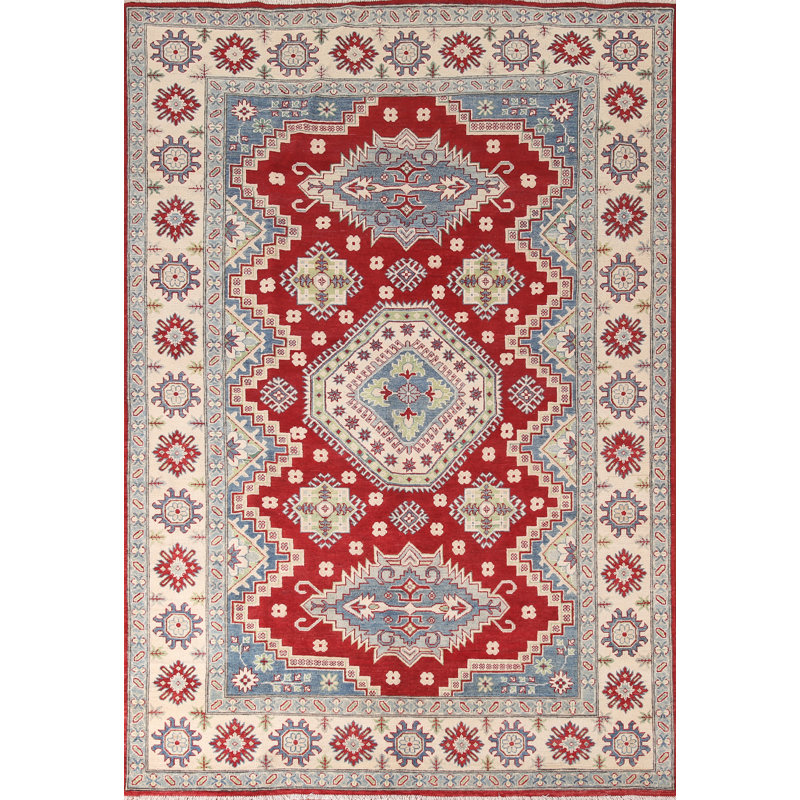Handmade Red Kazak Oriental Area Rug