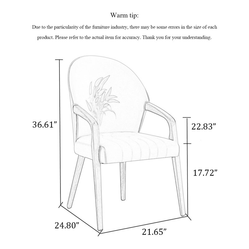 Chaise de salle à manger en bois massif avec accoudoirs à dossier rétro
