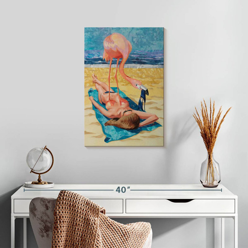 Brampt Flamingo On Sun Bather, 24" H x 16" W
