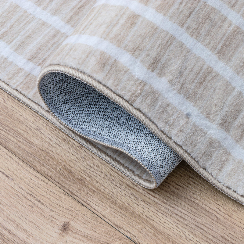Tapis antidérapant à rayures délavé Orton, Beige/Cream, Runner 2' x 8'