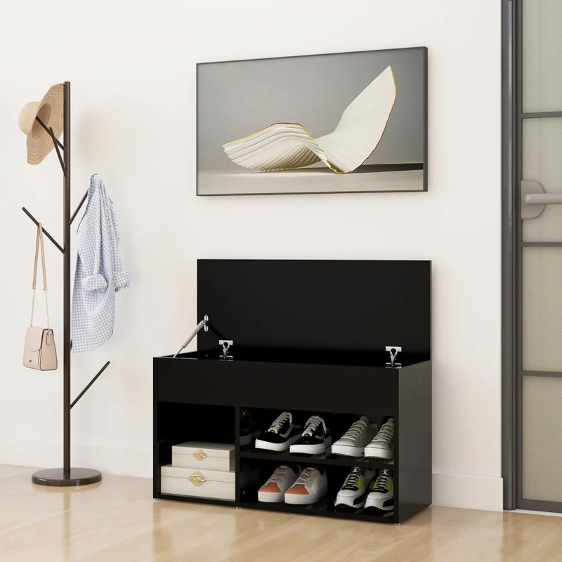 5 Pair Shoe Storage Bench, Black