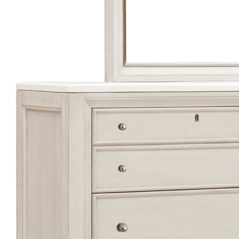 Beige Transitional Rectangular Dresser Mirror