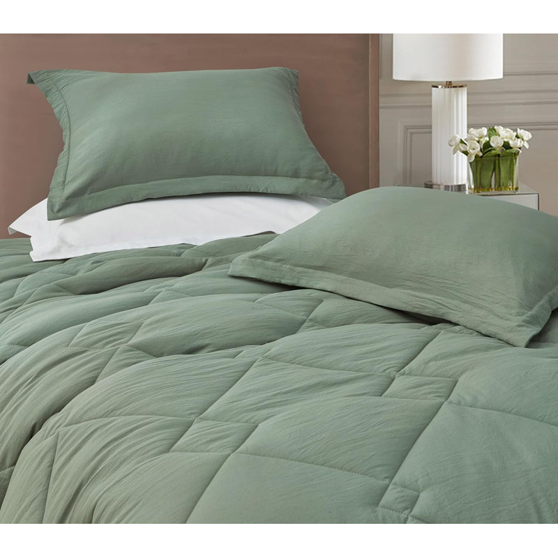 Logan Standard Comforter, Twin Extra Long Comforter + 1 Standard Sham, Sage Green
