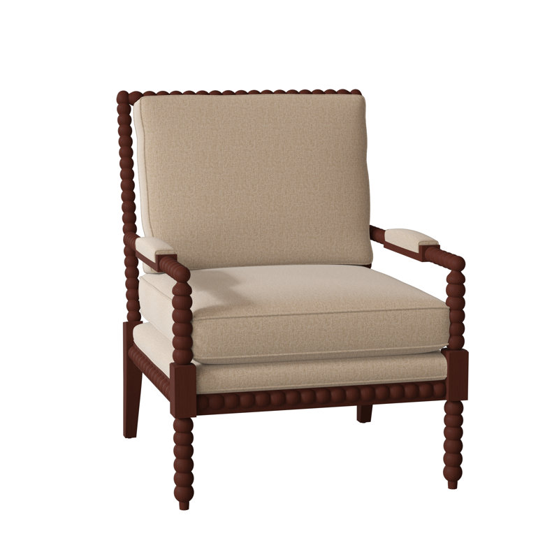 Keaton Upholstered Armchair, Handsome 10 Beige Performance Twill, Cashmere