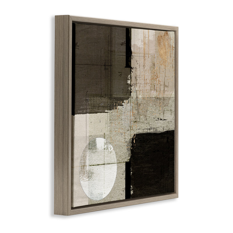 Neutral Square and Circle Shapes, 25" H x 25" W, Montalcino Elm Floater Frame
