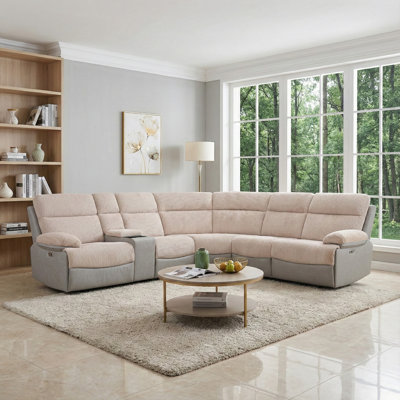 3-Piece Two-Tone Reclining Living Room Set - Corduroy & Air Leather
