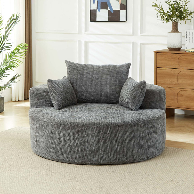 Canapé simple en chenille éponge sans assemblage requis, Gris
