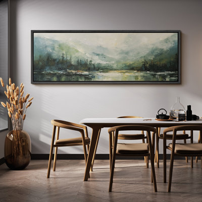 Abstract Landscape " Mountain Lake Impressionist Nature Scene Antique Retro Colorful Bedroom Extra Large Wall Decor "