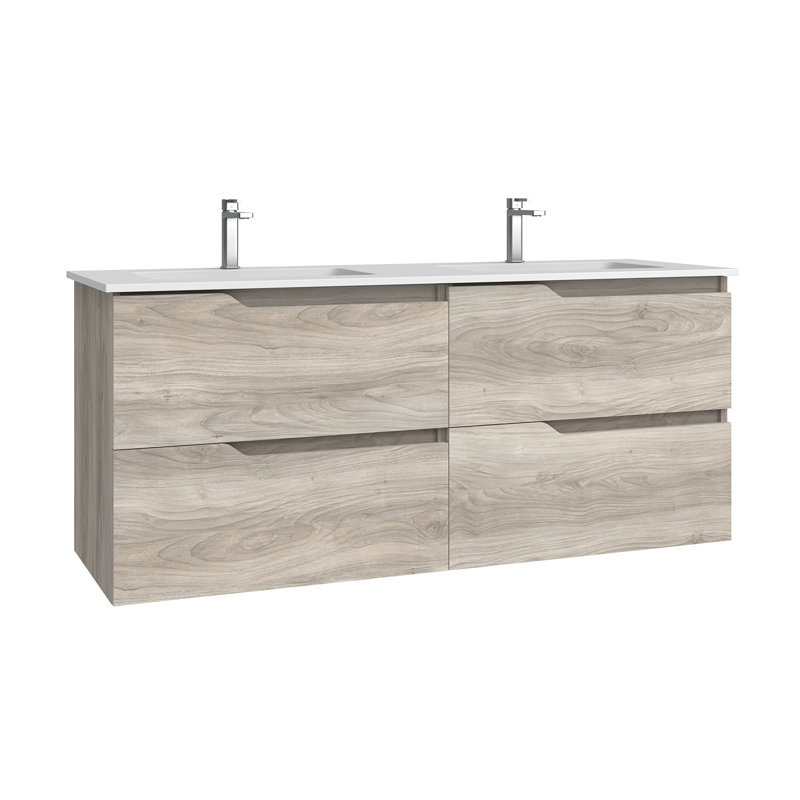Menta C160D Wall Mounted Bathroom Vanity, Gray Pine, 55.5''