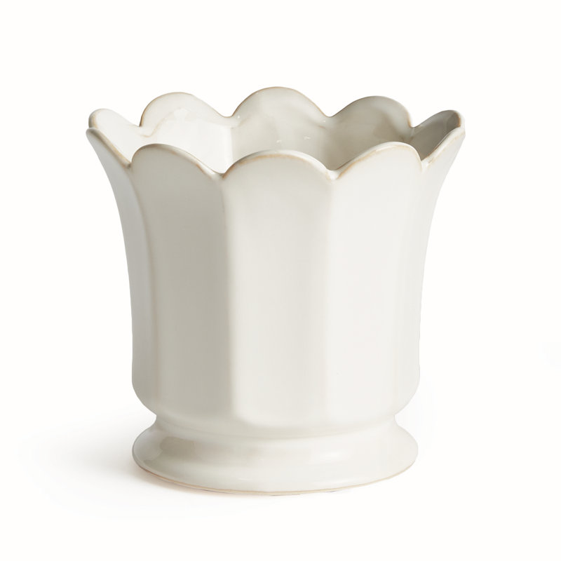 MALINE FOOTED  POT SMALL, White, 5.51" H x 6.1" W x 6.1" D