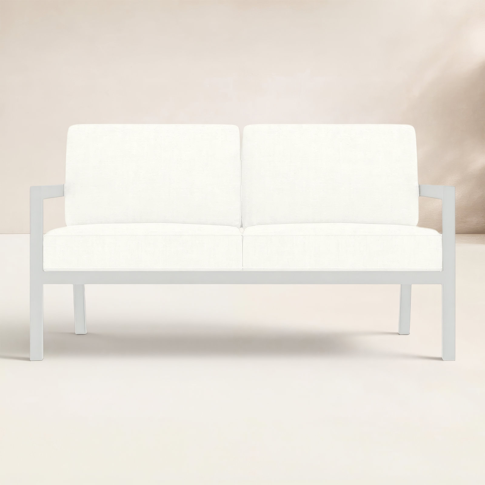Vivant 56" Sunbrella® Patio Loveseat, White, Canvas Natural Sunbrella® Canvas