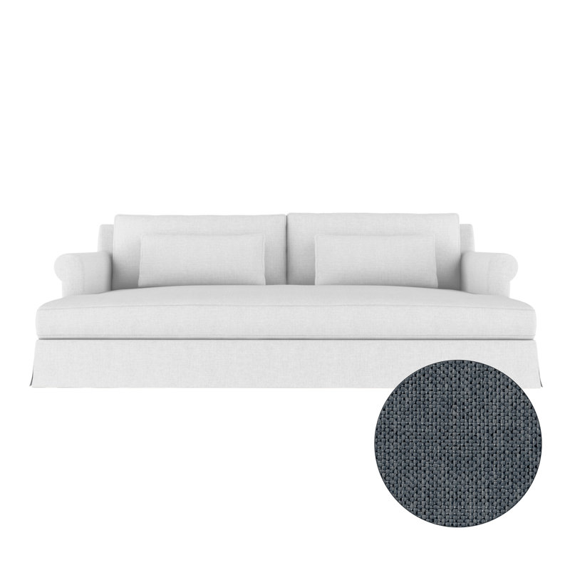 Ludlow Rolled-Arm Skirted Daybed, Weathered, Vintage Leather Alabaster