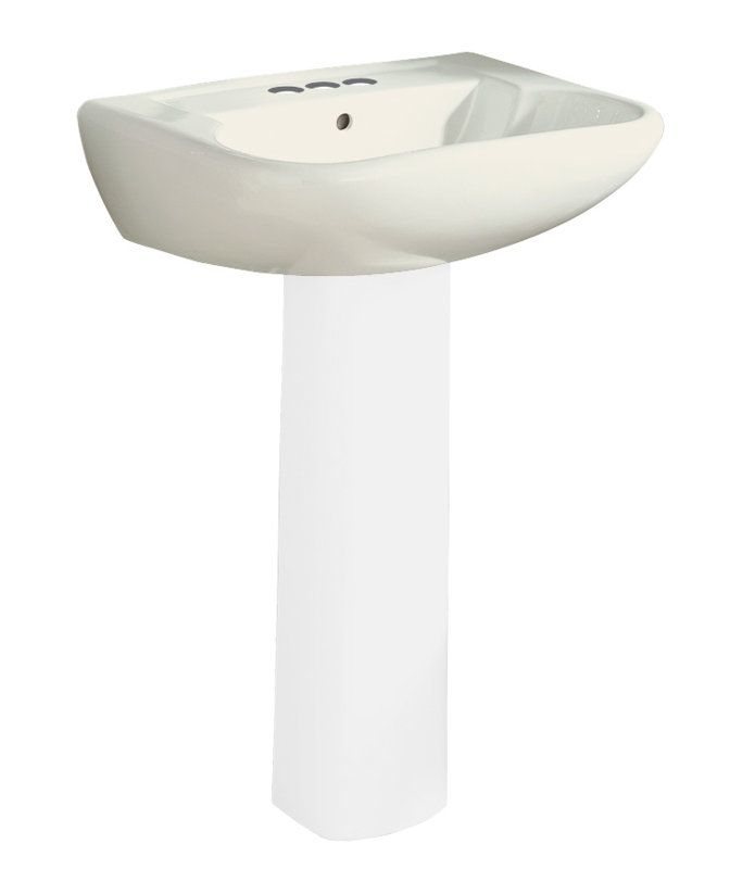Southhampton Vitreous China U-Shaped Pedestal Bathroom Sink with Overflow, Biscuit, 9" H x 18.25" W x 23.375" L, 4" Centers
