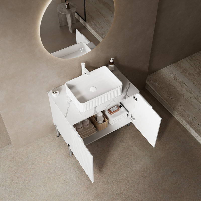 Armoire de rangement de salle de bain avec 2 portes, Blanc / Blanc
