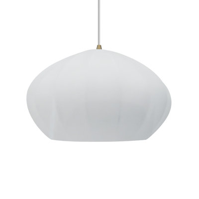Radiance - Luminaire suspendu ovale cannelé 1 lumière - Blanc brillant (extérieur et intérieur du luminaire) - Laiton antique - Ampoule remplaçable - Cordon blanc