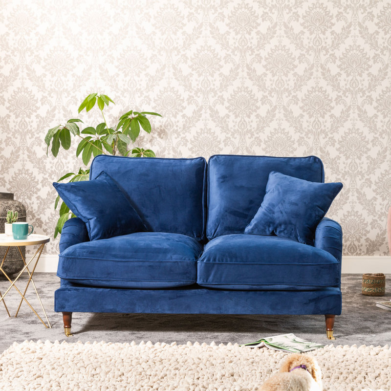 Fabiola 2 Seater Velvet Loveseat, Blue