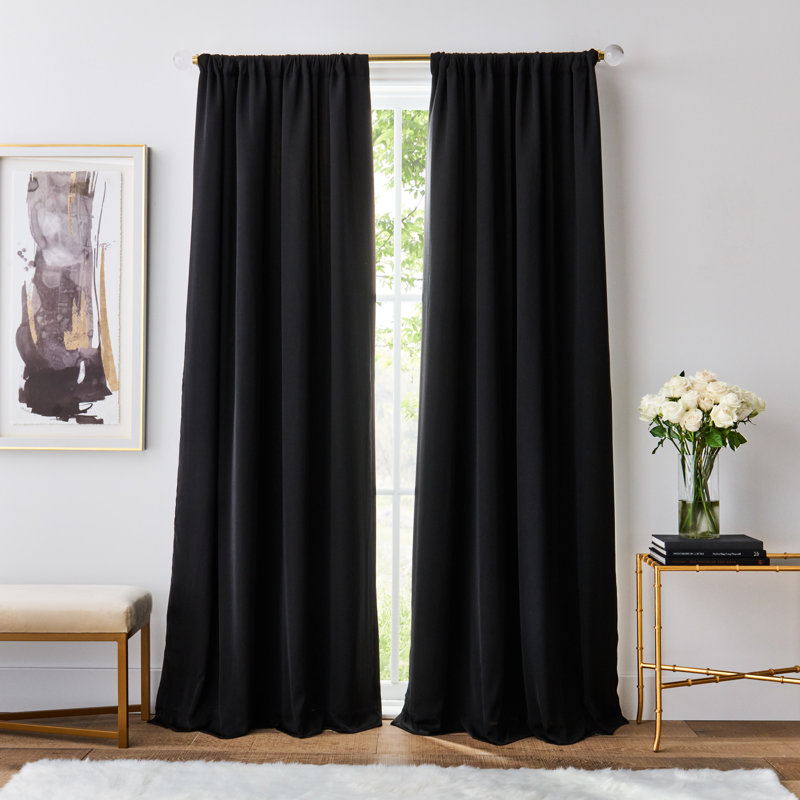 Karl Lagerfeld Paris Silky Cloud Curtain Panel Pair, 50" W x 84" L, Black