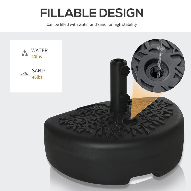 Black Metal Half Round Patio Umbrella Base Stand Holder