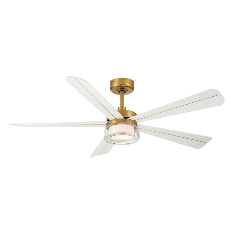 Ventilateur de plafond intelligent DEL 52cc Nellora, Laiton, Blanc albâtre