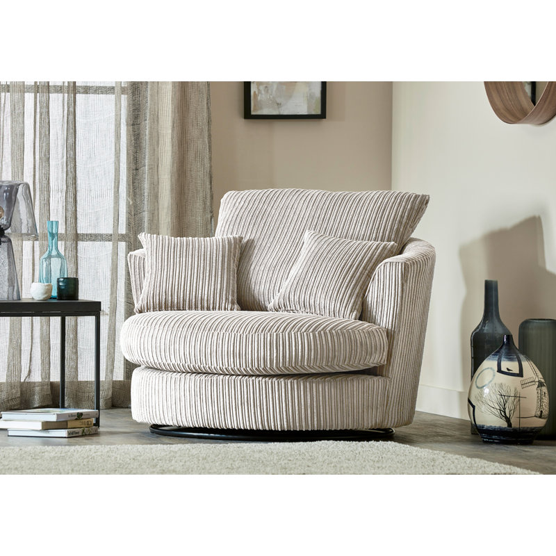 Moana Upholstered Swivel Barrel Chair, Cream