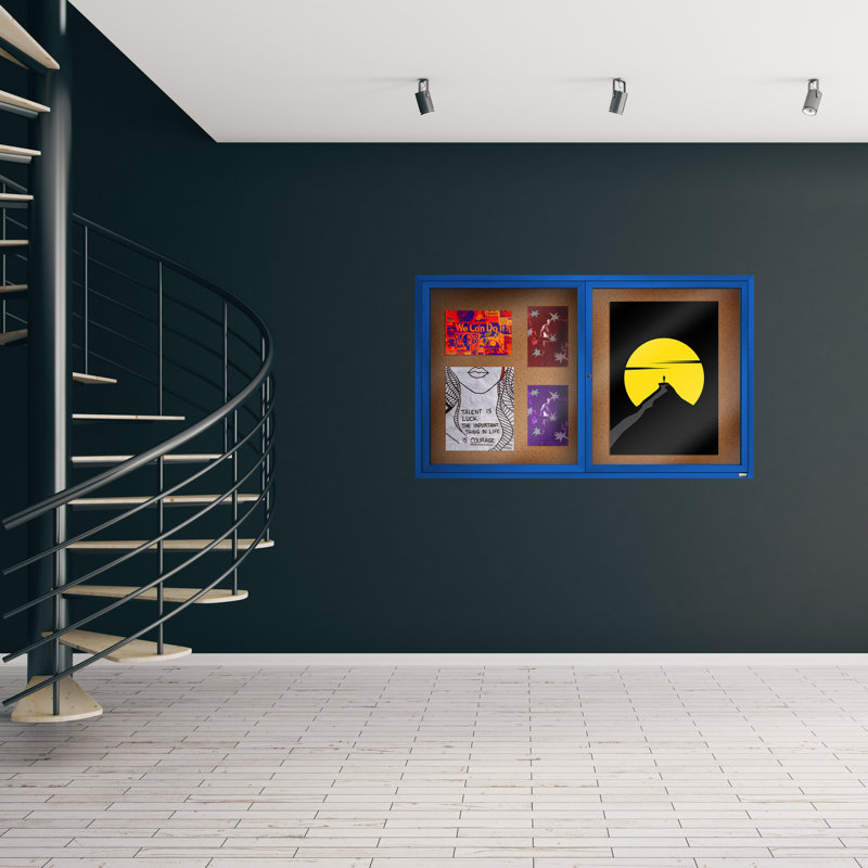 Tableau d'affichage mural fermé, 36 po x 60 po (inclut 2 portes), Bleu royal