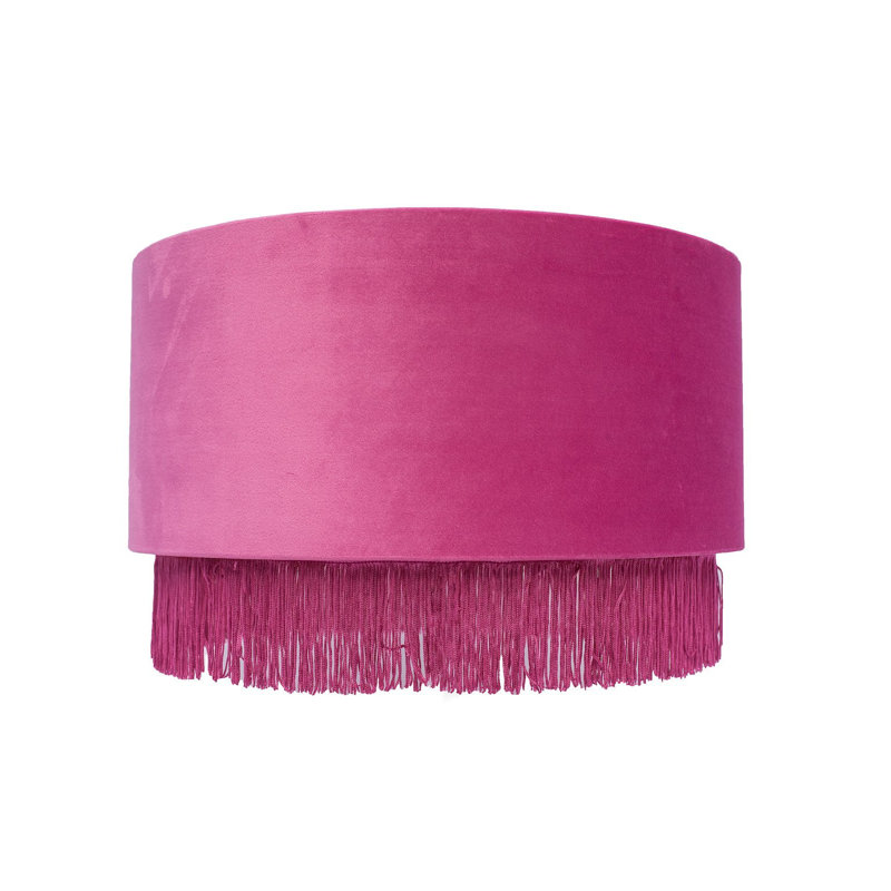 Abat-jour tambour en velours (araignée), H 10,24 po x l 15,75 po x P 15,75 po, Rose