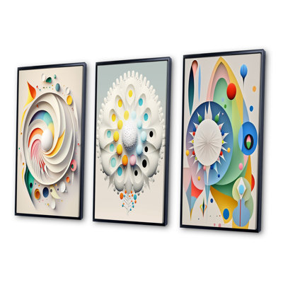 "Métamorphose géométrique de l'éveil II", 3 pièces sur toile
