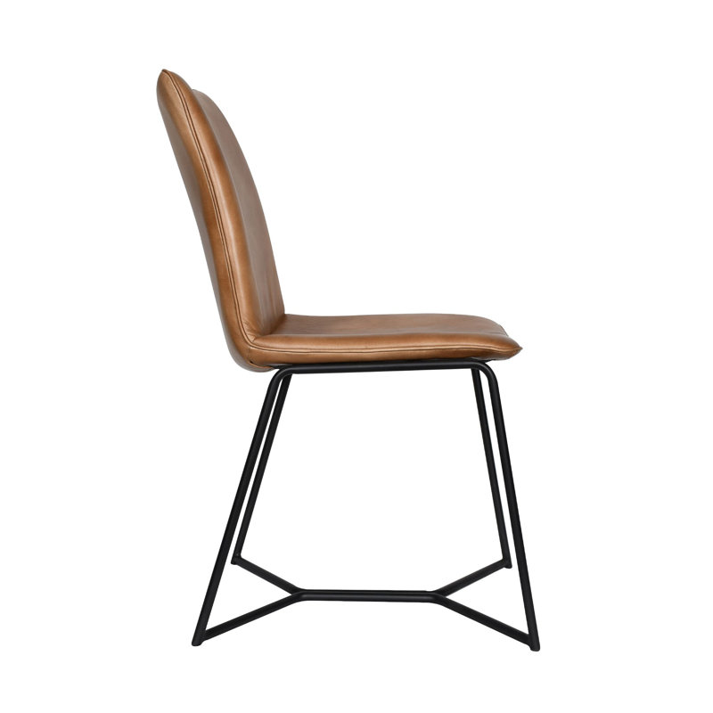 Jobson 17'' H Genuine Leather Upholstered Side Chair, Hand Washed Taupe