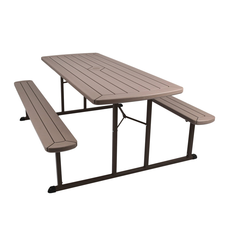 Table de pique-nique pliante robuste, Brun