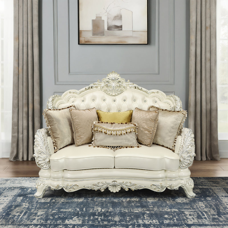 Craighead Pearl White 70.5" Vegan Leather Loveseat
