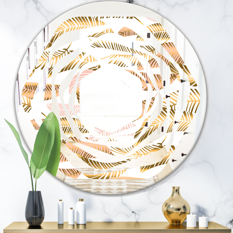 Miroir mural Whirl, H 24 po x l 24 po, Motif tourbillon tropical III