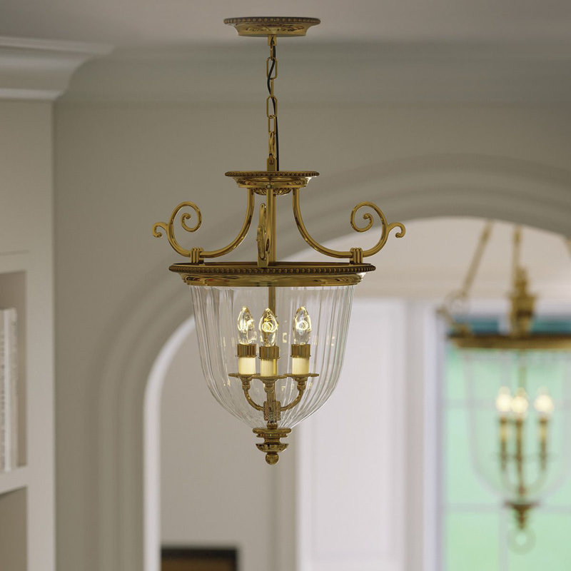 Baddesley 3 - Light Burnished Brass Urn Pendant