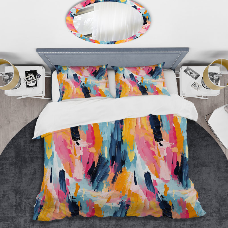Literie colorée tourbillon Bliss III, Housse de couette pour très grand lit et 2 très