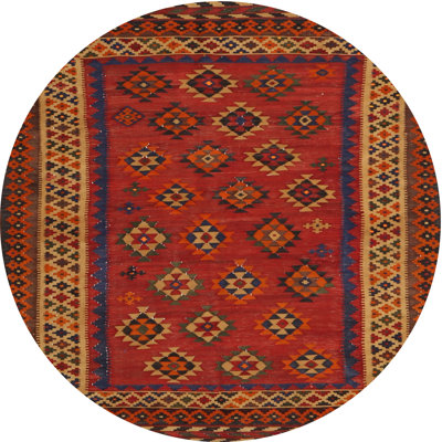 Tapis de zone rouge/brun/crème contemporaine