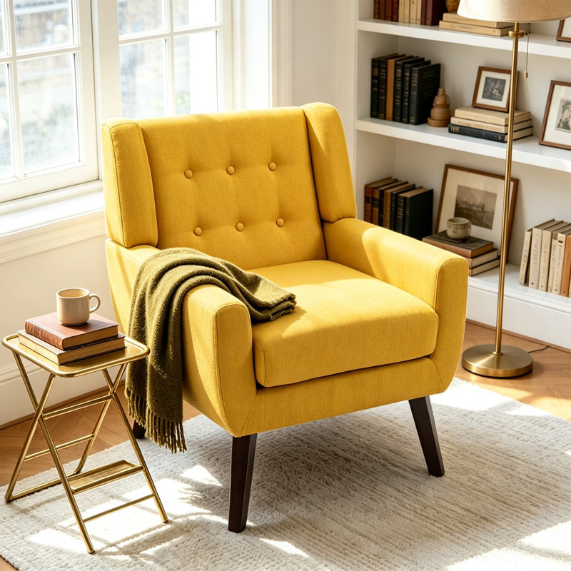 Fauteuil Jaqueze, Mélange de lin jaune performance